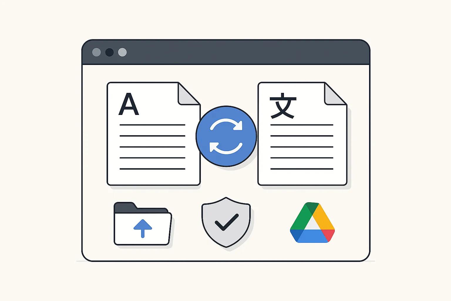 Document Translator Addons browser interface with security features
