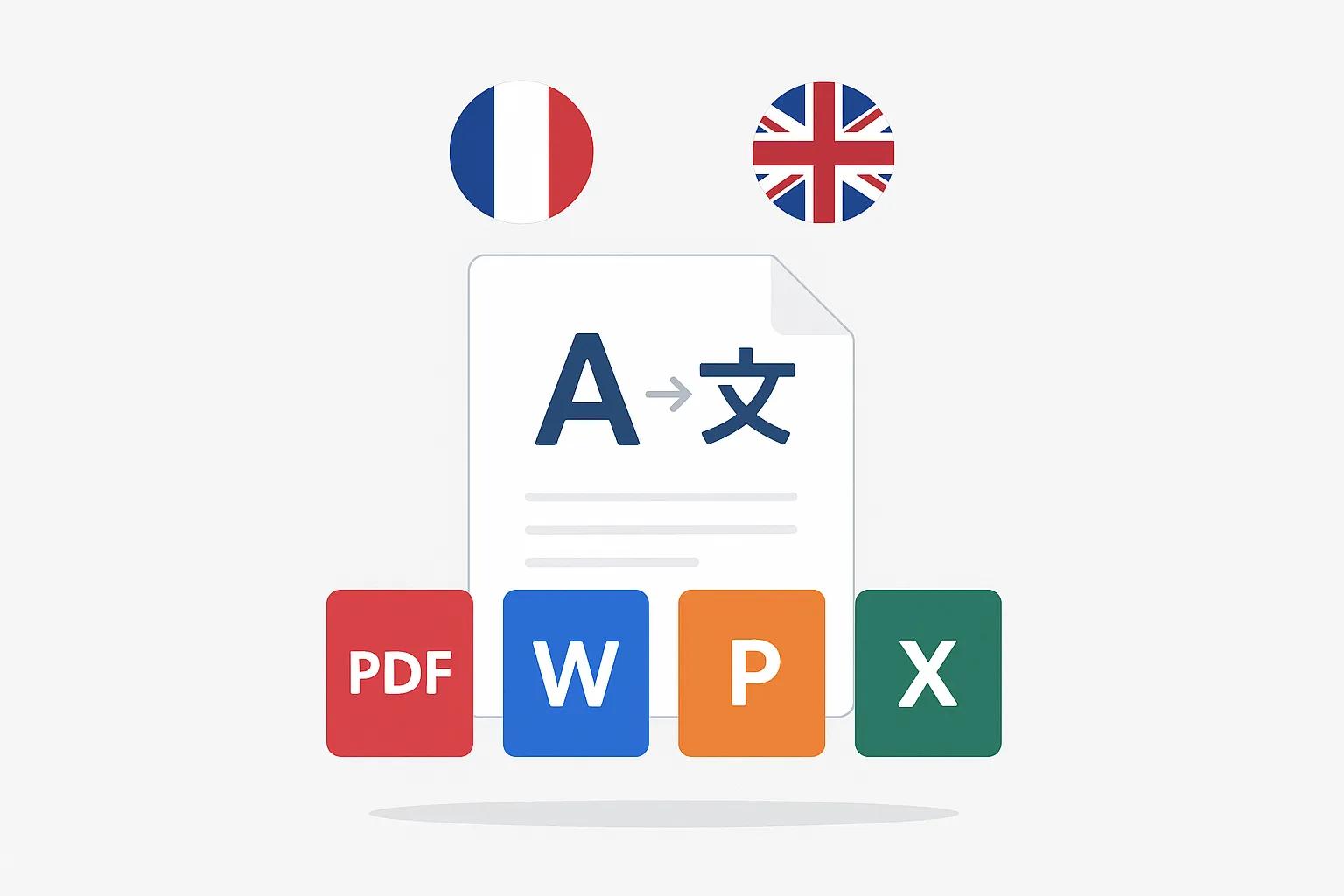 Various document formats supported for French to English translation