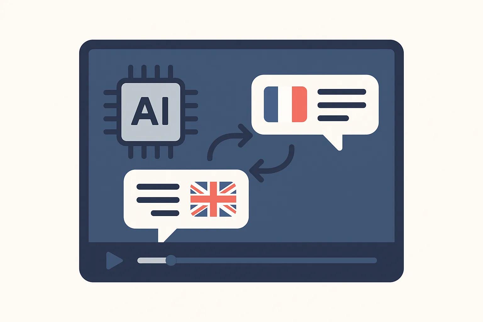 AI-powered French to English video translation interface