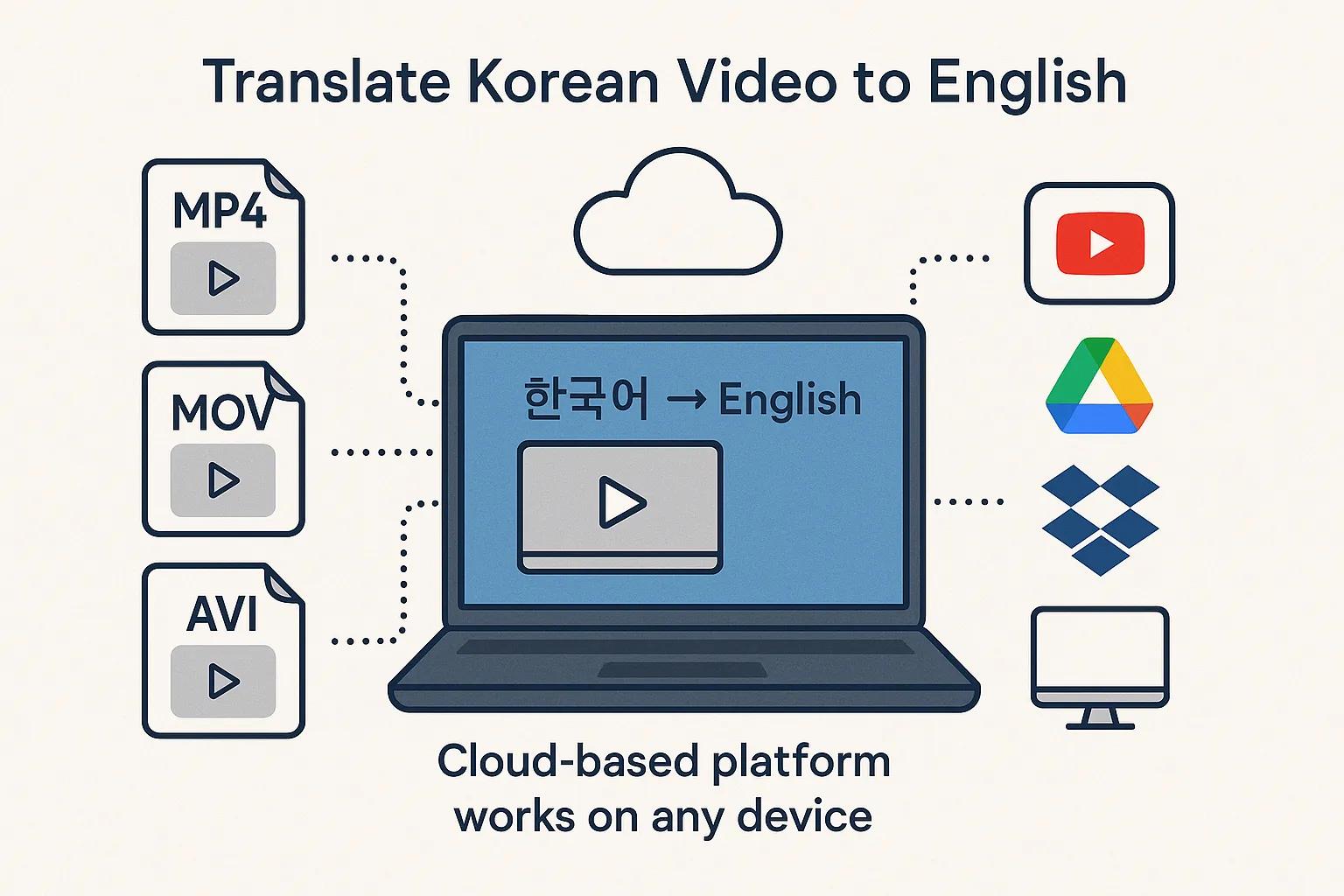 Multiple video formats being processed for Korean to English translation
